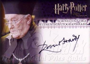 Robert Hardy as Cornelius Fudge Autograph - front