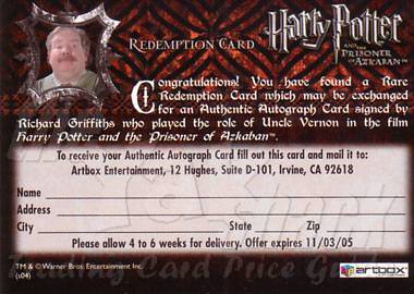 REDEMPTION Richard Griffiths as Uncle Vernon Dursley  - back