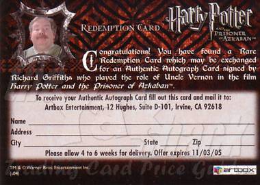 REDEMPTION Richard Griffiths as Uncle Vernon Dursley - back REDEMPTION Richard Griffiths as Uncle Vernon Dursley - back