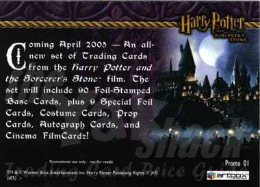 P1 Promo card (Harry at Gringotts) - back