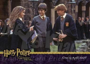 P3 Promo card (Harry, Hermione and Ron in the Courtyard) - front
