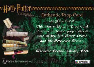 Prop Card - Restricted Section Library Book - back