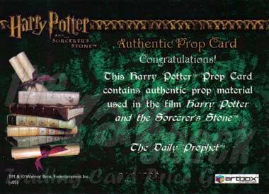 Prop Card - The Daily Prophet - back