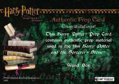 Prop Card - Ollivander's Wand Box - back