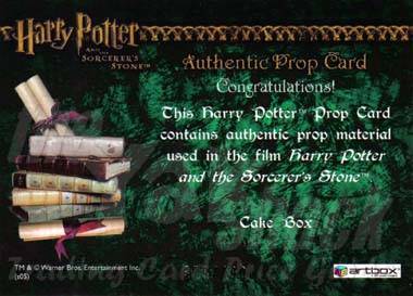 Prop Card - Harry's Birthday Cake Box - back