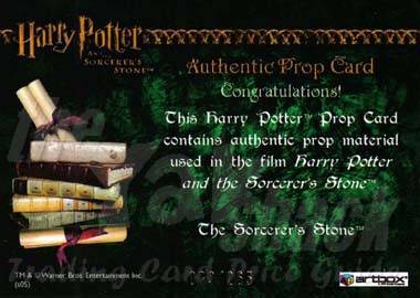 Prop Card - The Sorcerer's Stone - back
