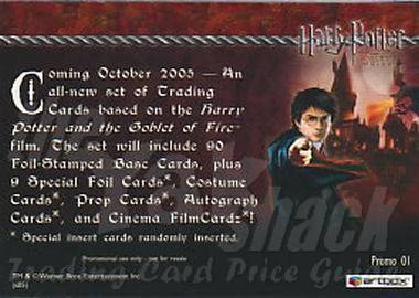  P1 Promo card (Fred and George try to enter the Triwizard Tournament) - back