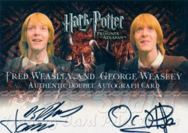 Dual auto card signed by Fred and George - front